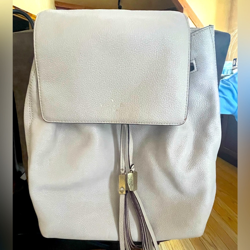 Kate Spade Stone Soft Pebble Leather Backpack Cinch Bag